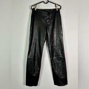 Banana Republic Vintage Y2K black leather pants pocketless mid-rise Sz 2